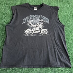 Harley-Davidson Chrome Shield Bar Girl Biker T-Shirt 3XL Black Sleeveless Muscle